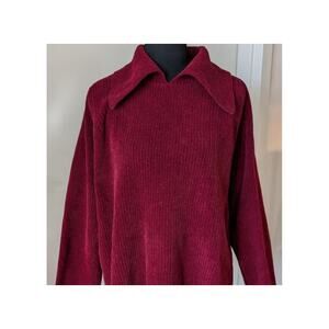 Vintage Oversized Knit Sweater Y2K Wide Collar Cotton Blend Ribbed Knit SMALL